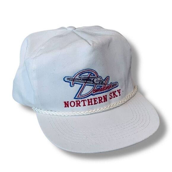 Vintage White Rope Baseball Hat SnapBack Novelty Northern Sky Plane - Picture 1 of 7